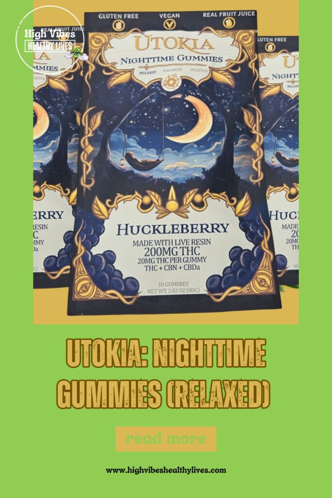 Utokia: Nighttime Gummies (Relaxed) CBD and Hemp info and review Pinterest pin.