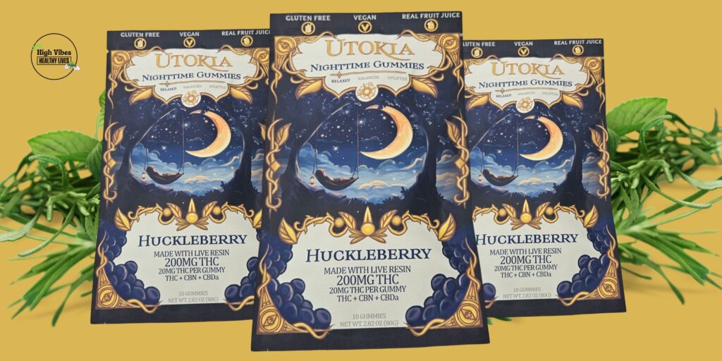 Utokia: Nighttime gummies (relaxed) CBD and THC garden gummy edible.