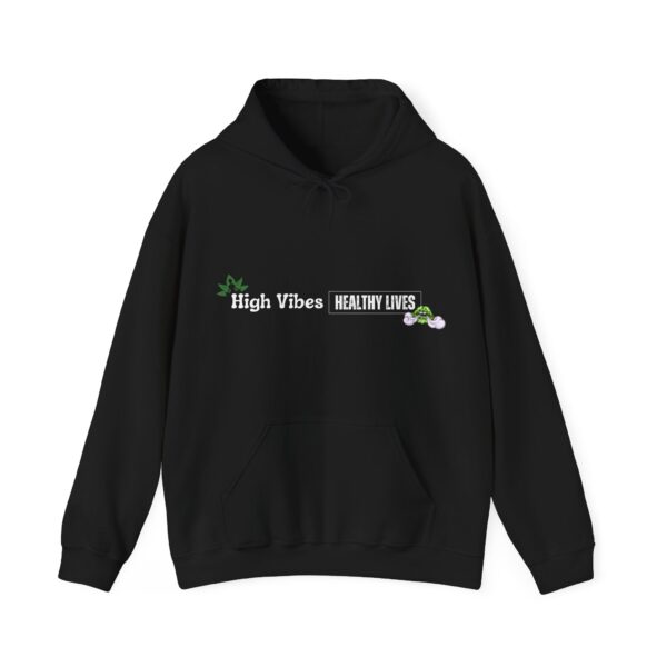 High Vibes Healthy Lives Long Logo Unisex Hooded Sweatshirt - Image 9