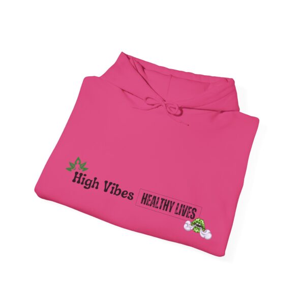 High Vibes Healthy Lives Long Logo Unisex Hooded Sweatshirt - Image 36