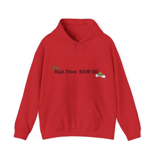 High Vibes Healthy Lives Long Logo Unisex Hooded Sweatshirt - Image 37