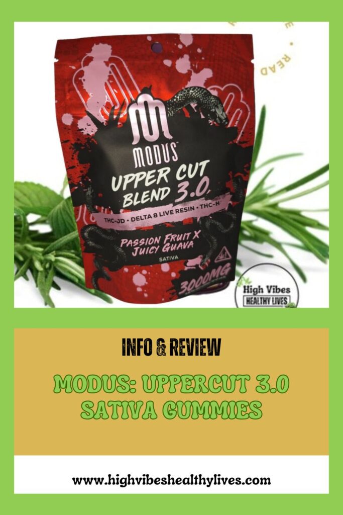 Modus: Uppercut 3.0 Sativa Gummies info and review Pinterest pin.