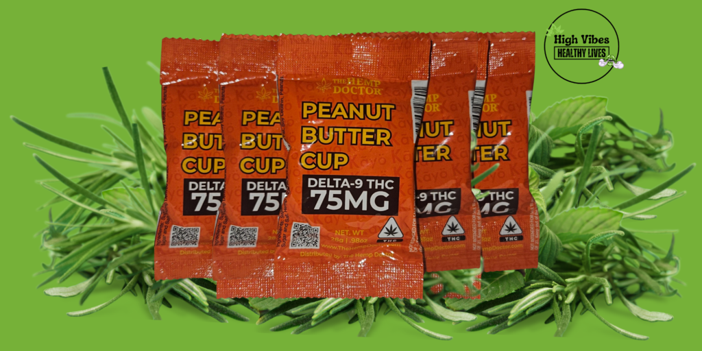 The Hemp Doctor: Peanut Butter Cup Green background.