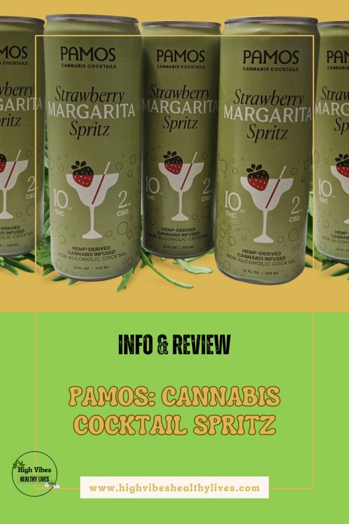 Pamos Cannabis Cocktail Spritz info and review Pinterest pin.