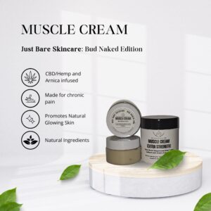 Just Bare Skincare: Bud naked edition Muscle Cream full Size Mockup.