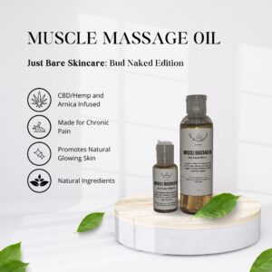 Just Bare Skincare: Bud naked edition Muscle massage oil full Size Mockup.